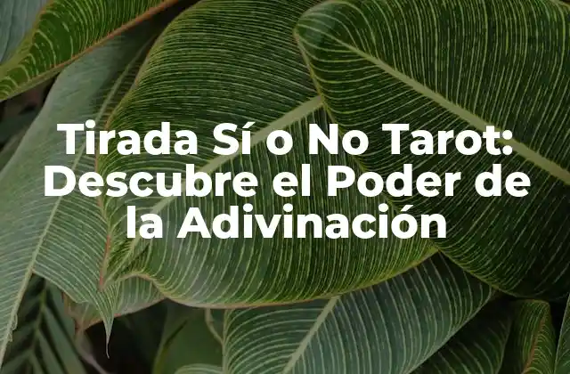 Tirada Sí o No Tarot: Descubre el Poder de la Adivinación