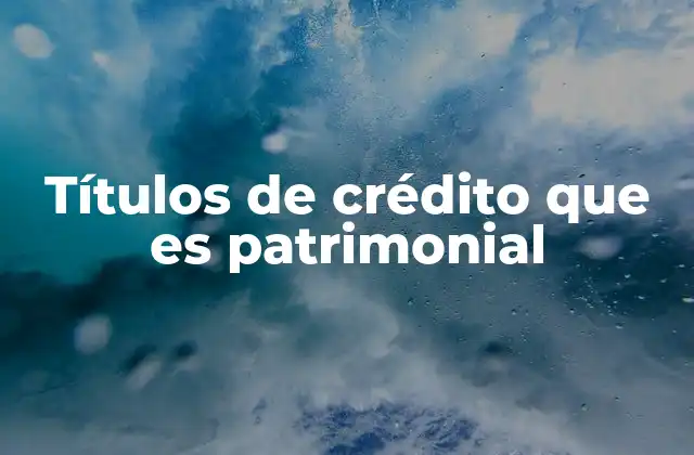 Títulos de Crédito que es Patrimonial
