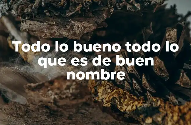 Todo Lo Bueno Todo Lo que es de Buen Nombre