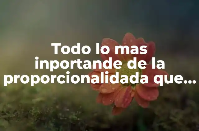 Todo Lo mas Inportande de la Proporcionalidada que es