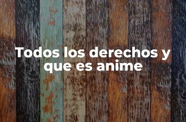Todos los Derechos y que es Anime