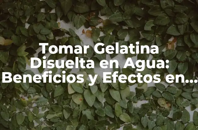Tomar Gelatina Disuelta en Agua: Beneficios y Efectos en la Salud