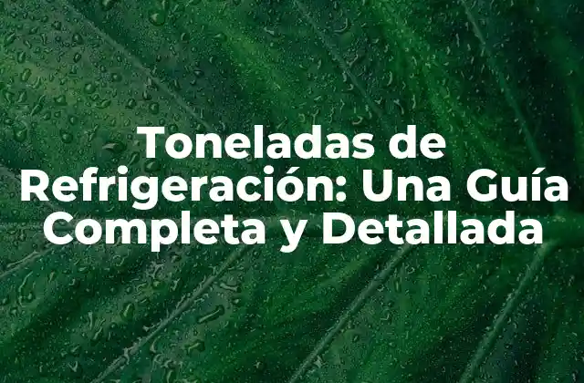 Toneladas de Refrigeración: una Guía Completa y Detallada