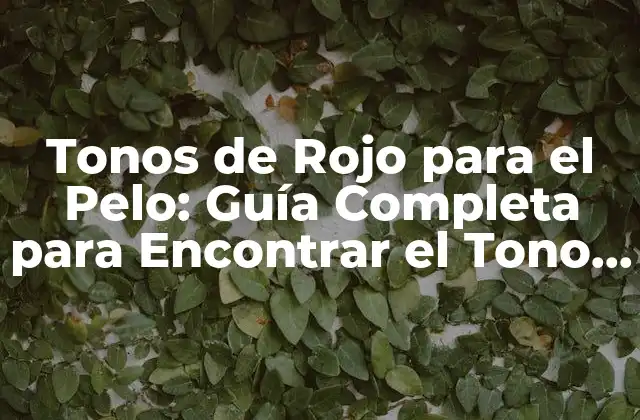 Tonos de Rojo para el Pelo: Guía Completa para Encontrar el Tono Perfecto