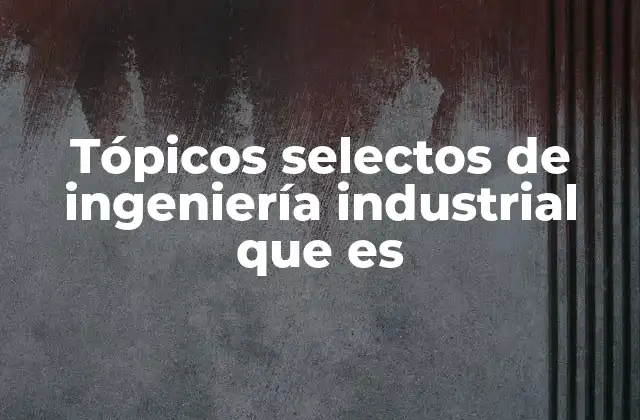 Tópicos Selectos de Ingeniería Industrial que es