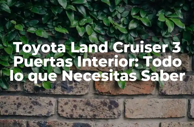 Toyota Land Cruiser 3 Puertas Interior: Todo Lo que Necesitas Saber