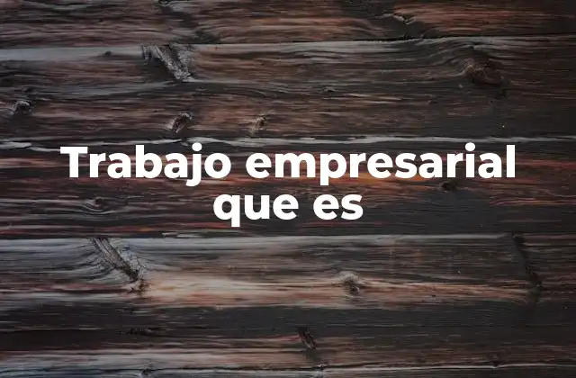 Trabajo Empresarial que es