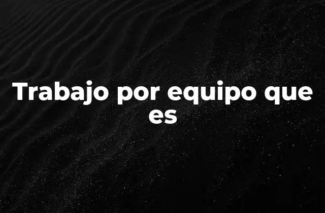 Trabajo por Equipo que es