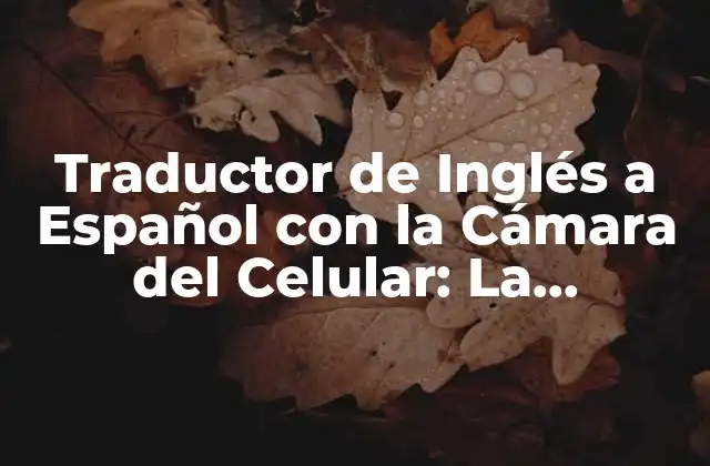 Traductor de Inglés a Español con la Cámara Del Celular: la Herramienta Revolucionaria