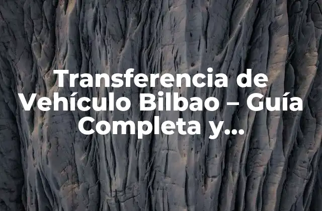 Transferencia de Vehículo Bilbao – Guía Completa y Actualizada
