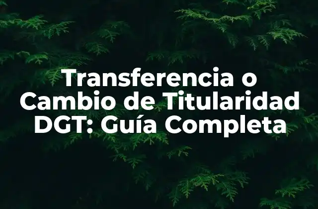 Transferencia o Cambio de Titularidad Dgt: Guía Completa 2 ¿Qué es la Transferencia o Cambio de Titularidad DGT?