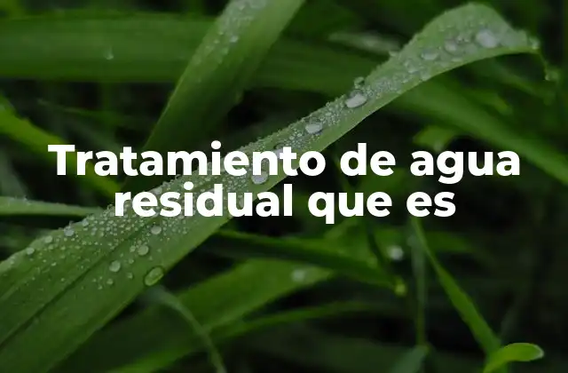 Tratamiento de Agua Residual que es