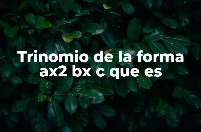 Trinomio de la Forma Ax2 Bx C que es