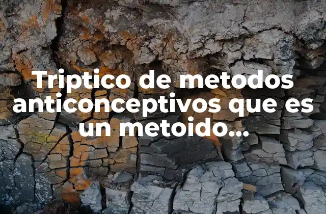 Triptico de Metodos Anticonceptivos que es un Metoido Anticonceptivos