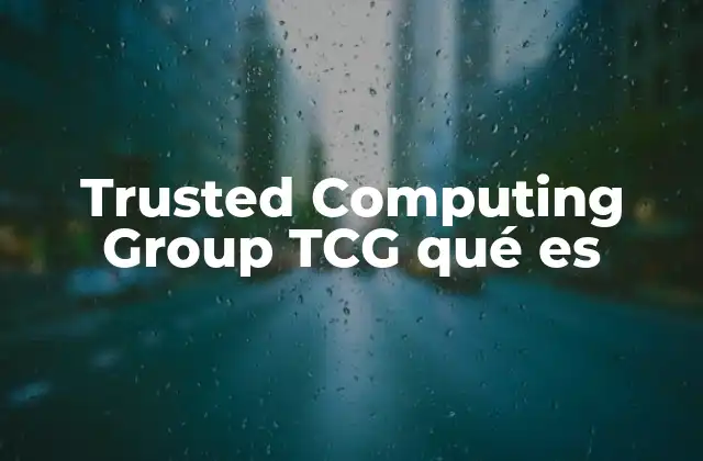 Trusted Computing Group Tcg Qué es