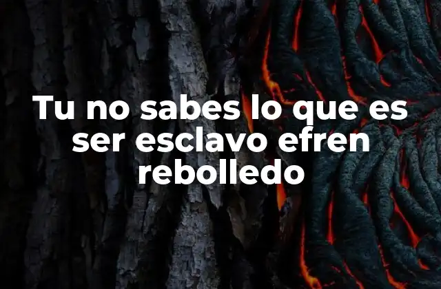 Tu No Sabes Lo que es Ser Esclavo Efren Rebolledo