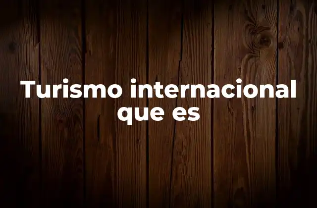 Turismo Internacional que es