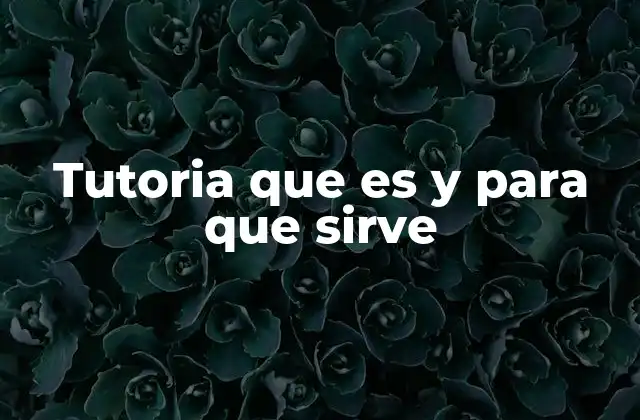 Tutoria que es y para que Sirve