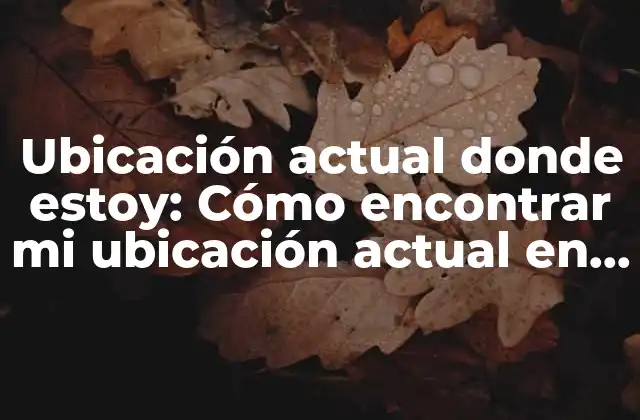 Ubicación Actual Donde Estoy: Cómo Encontrar Mi Ubicación Actual en Línea