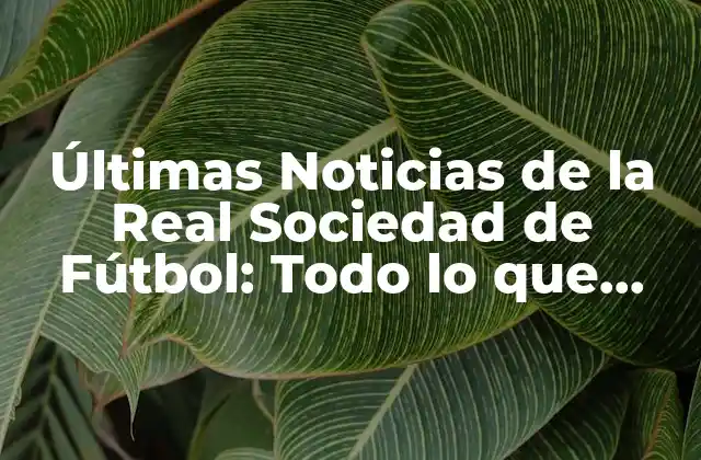 Últimas Noticias de la Real Sociedad de Fútbol: Todo Lo que Necesitas Saber