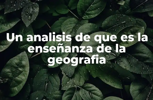 Un Analisis de que es la Enseñanza de la Geografia