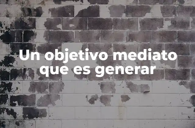 Un Objetivo Mediato que es Generar