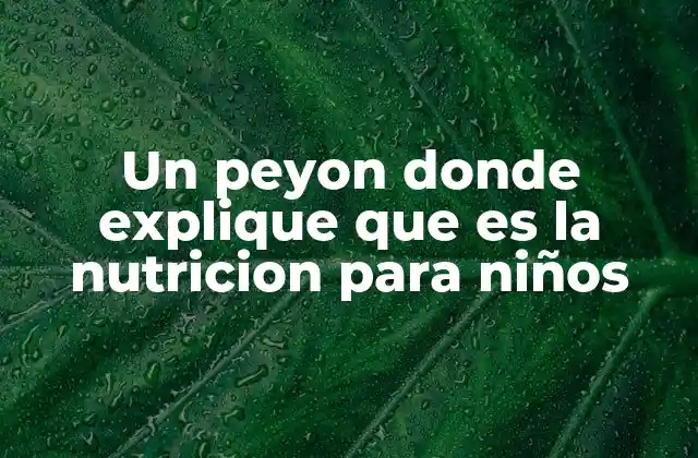 Un Peyon Donde Explique que es la Nutricion para Niños