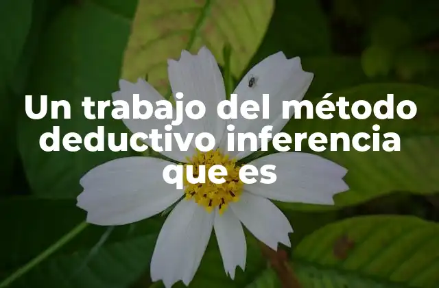 Un Trabajo Del Método Deductivo Inferencia que es