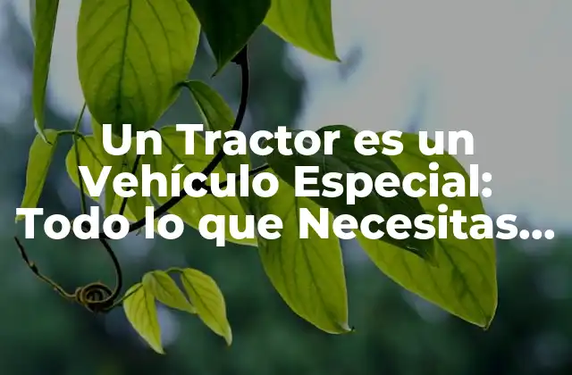 Un Tractor es un Vehículo Especial: Todo Lo que Necesitas Saber