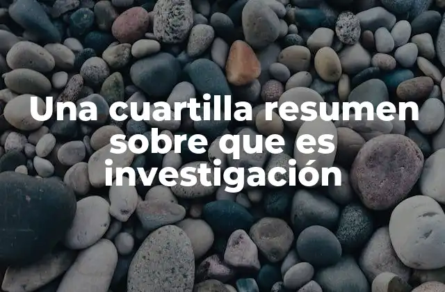 Una Cuartilla Resumen sobre que es Investigación