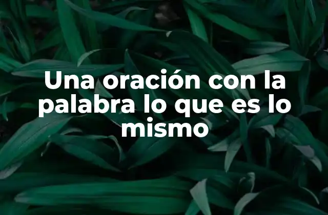 Una Oración con la Palabra Lo que es Lo Mismo