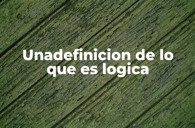 Unadefinicion de Lo que es Logica