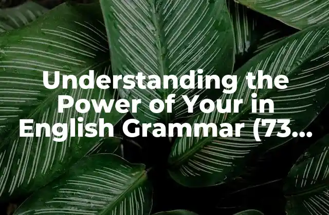 Understanding The Power Of Your In English Grammar (73 Characters)