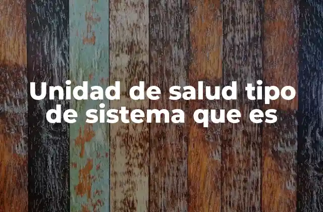 Unidad de Salud Tipo de Sistema que es