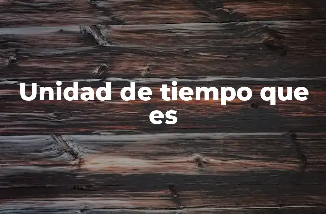Unidad de Tiempo que es