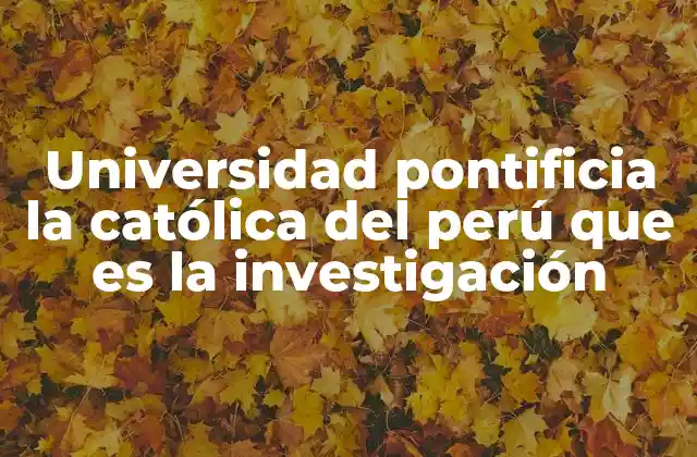 Universidad Pontificia la Católica Del Perú que es la Investigación