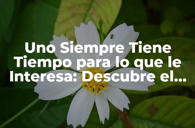 Uno Siempre Tiene Tiempo para Lo que Le Interesa: Descubre el Secreto