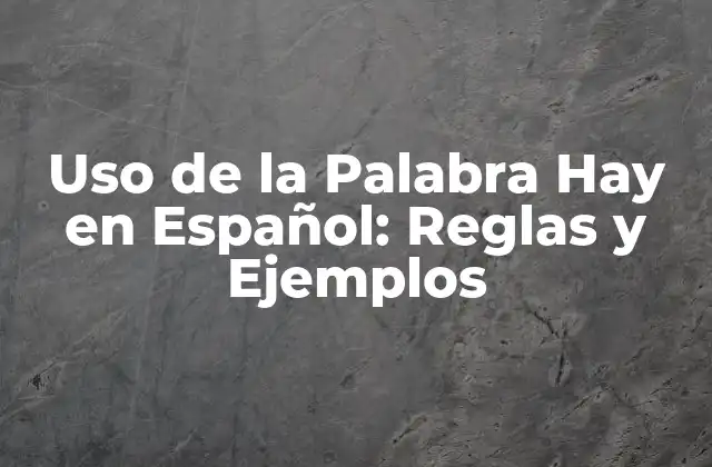 La Gramática detrás del Uso de la Palabra Hay