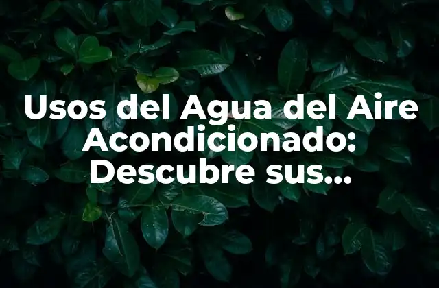 Usos Del Agua Del Aire Acondicionado: Descubre Sus Beneficios y Aplicaciones