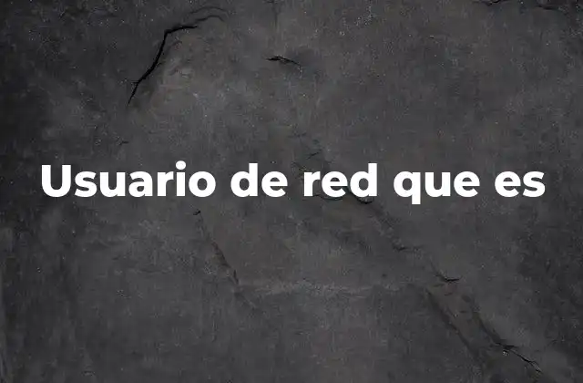 Usuario de Red que es