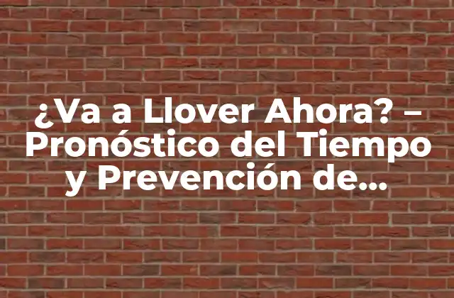 ¿va a Llover Ahora? – Pronóstico Del Tiempo y Prevención de Desastres