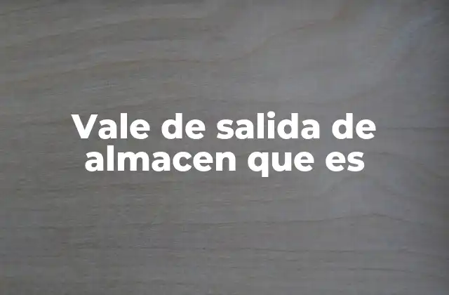 Vale de Salida de Almacen que es