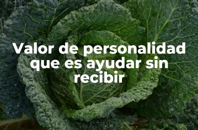 Valor de Personalidad que es Ayudar sin Recibir