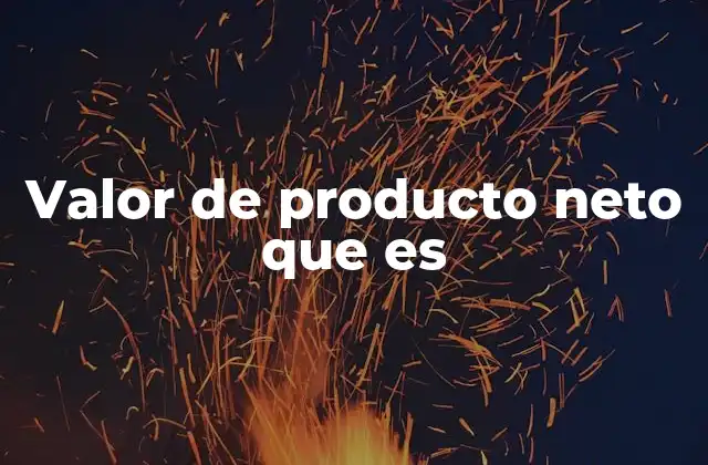 Valor de Producto Neto que es