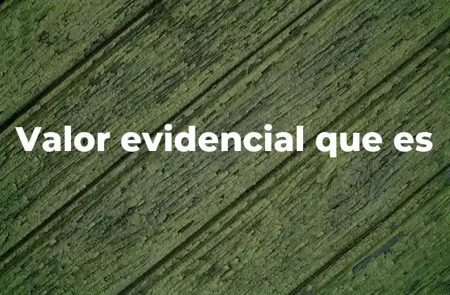 Valor Evidencial que es