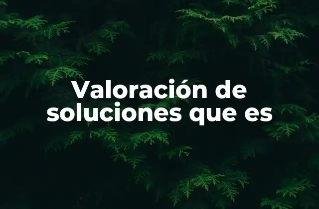 Valoración de Soluciones que es