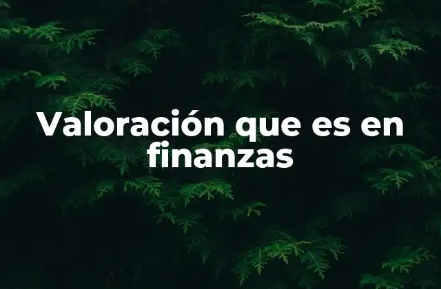 Valoración que es en Finanzas