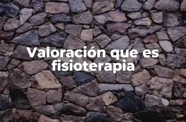 Valoración que es Fisioterapia