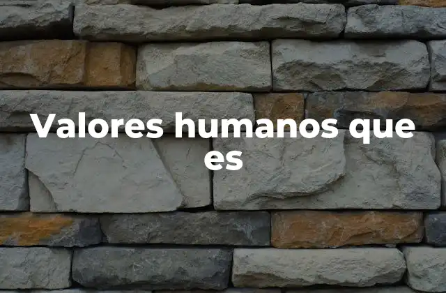 Valores Humanos que es