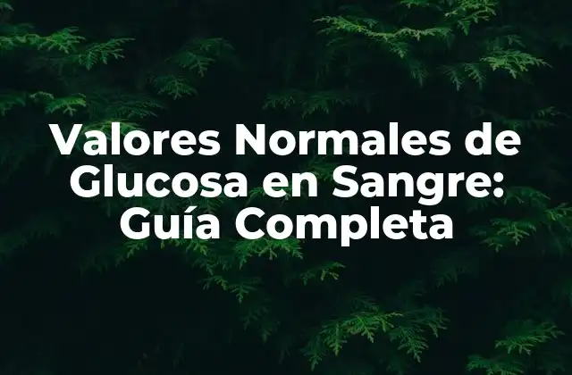 Valores Normales de Glucosa en Sangre: Guía Completa